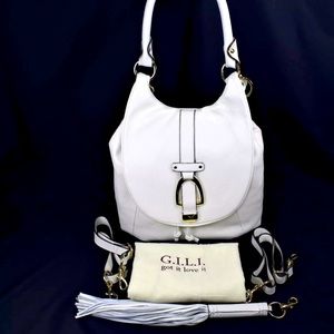 G.I.L.I. got it love it white leather versatile purse. Like new.